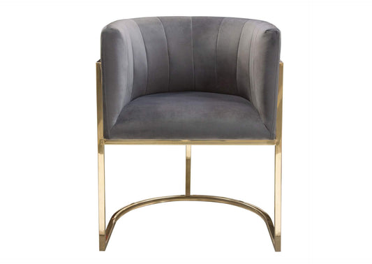 Pandora Dining Chair in Grey Velvet with Polished Gold Frame by Diamond Sofa