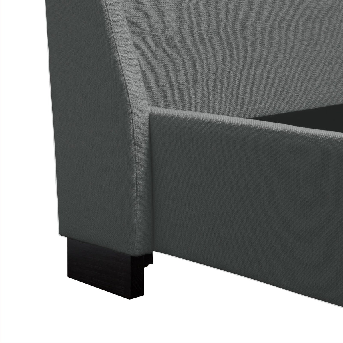 Park Avenue Eastern King Tufted Bed with Vintage Wing in Grey Linen