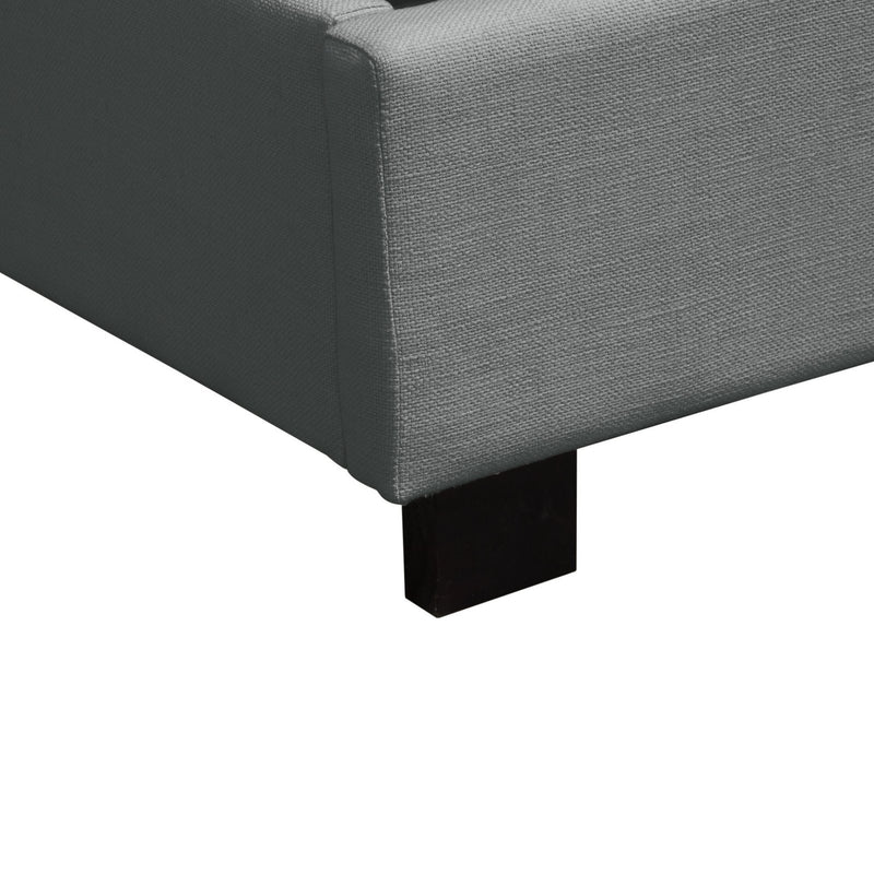 Park Avenue Eastern King Tufted Bed with Vintage Wing in Grey Linen