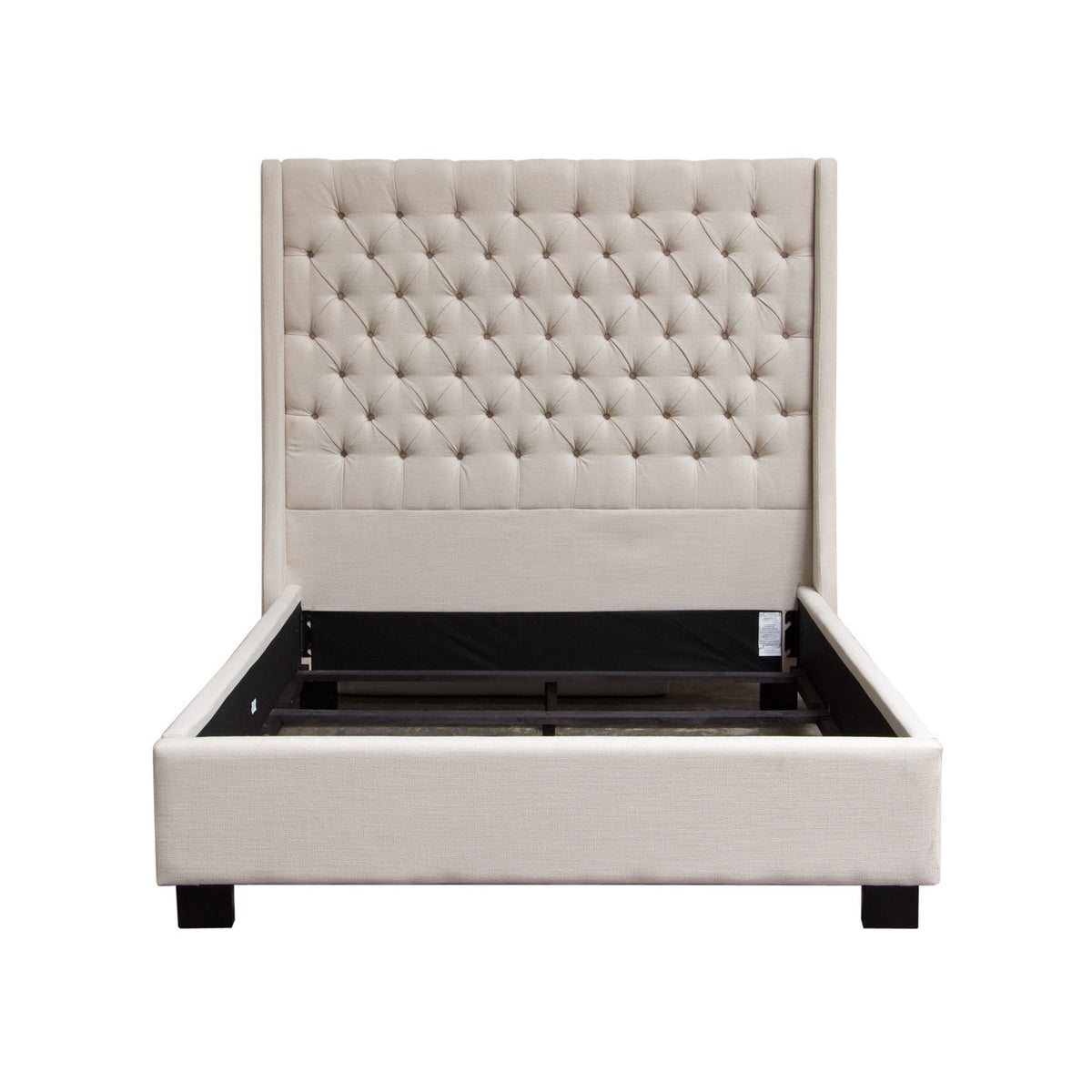 Park Avenue Eastern King Tufted Bed with Vintage Wing in Desert Sand Linen