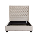 Park Avenue Eastern King Tufted Bed with Vintage Wing in Desert Sand Linen