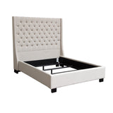 Park Avenue Eastern King Tufted Bed with Vintage Wing in Desert Sand Linen