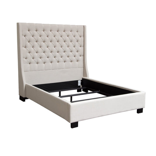 Park Avenue Eastern King Tufted Bed with Vintage Wing in Desert Sand Linen