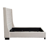 Park Avenue Eastern King Tufted Bed with Vintage Wing in Desert Sand Linen