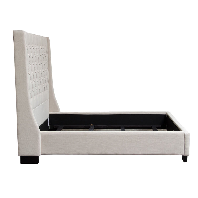 Park Avenue Eastern King Tufted Bed with Vintage Wing in Desert Sand Linen