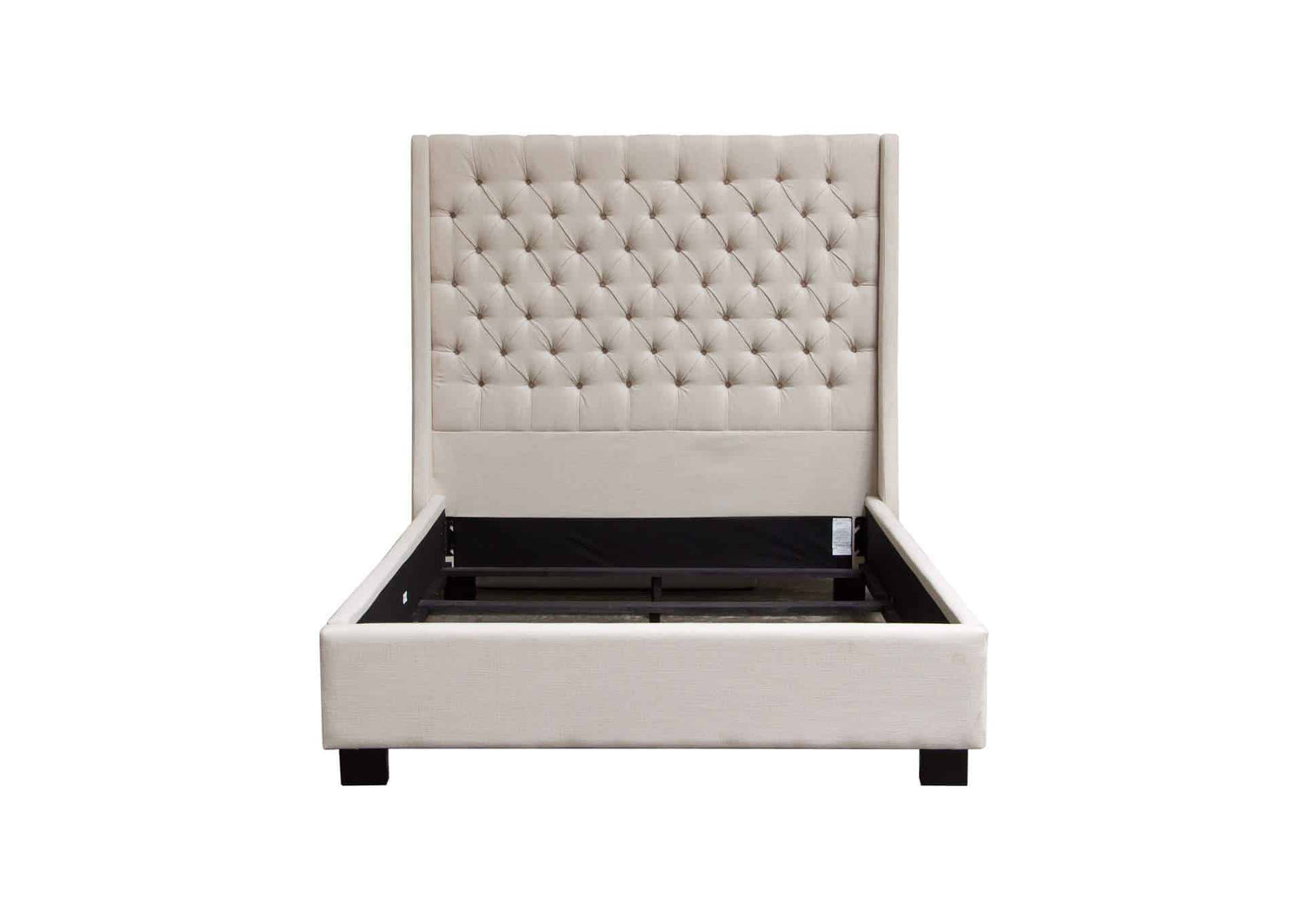 Park Avenue Queen Tufted Bed With Vintage Wing In Desert Sand Linen