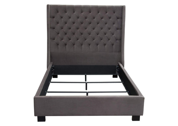 PARKAVESKEKBED Park Avenue Eastern King Tufted Bed With Vintage Wing In Smoke Grey Velvet