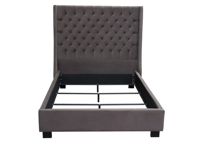 PARKAVESKEKBED Park Avenue Eastern King Tufted Bed With Vintage Wing In Smoke Grey Velvet