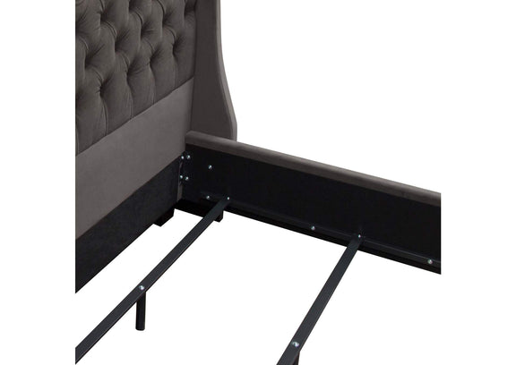 PARKAVESKEKBED Park Avenue Eastern King Tufted Bed With Vintage Wing In Smoke Grey Velvet