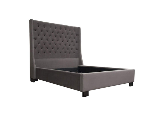 PARKAVESKEKBED Park Avenue Eastern King Tufted Bed With Vintage Wing In Smoke Grey Velvet