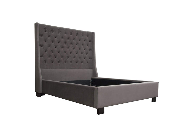 PARKAVESKEKBED Park Avenue Eastern King Tufted Bed With Vintage Wing In Smoke Grey Velvet