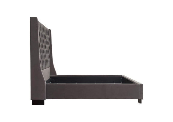 PARKAVESKEKBED Park Avenue Eastern King Tufted Bed With Vintage Wing In Smoke Grey Velvet