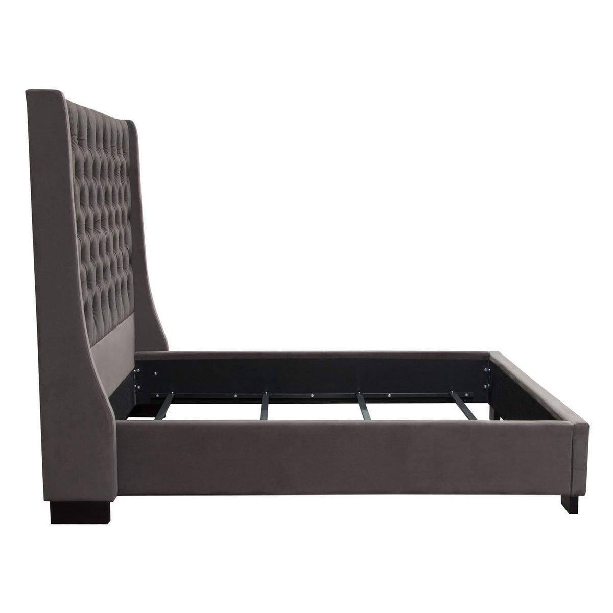 PARKAVESKEKBED Park Avenue Eastern King Tufted Bed With Vintage Wing In Smoke Grey Velvet