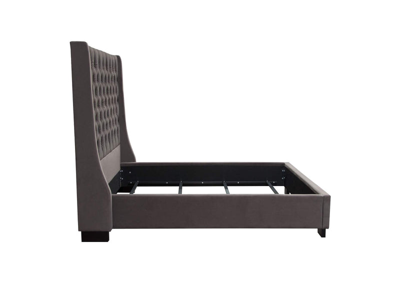 PARKAVESKEKBED Park Avenue Eastern King Tufted Bed With Vintage Wing In Smoke Grey Velvet