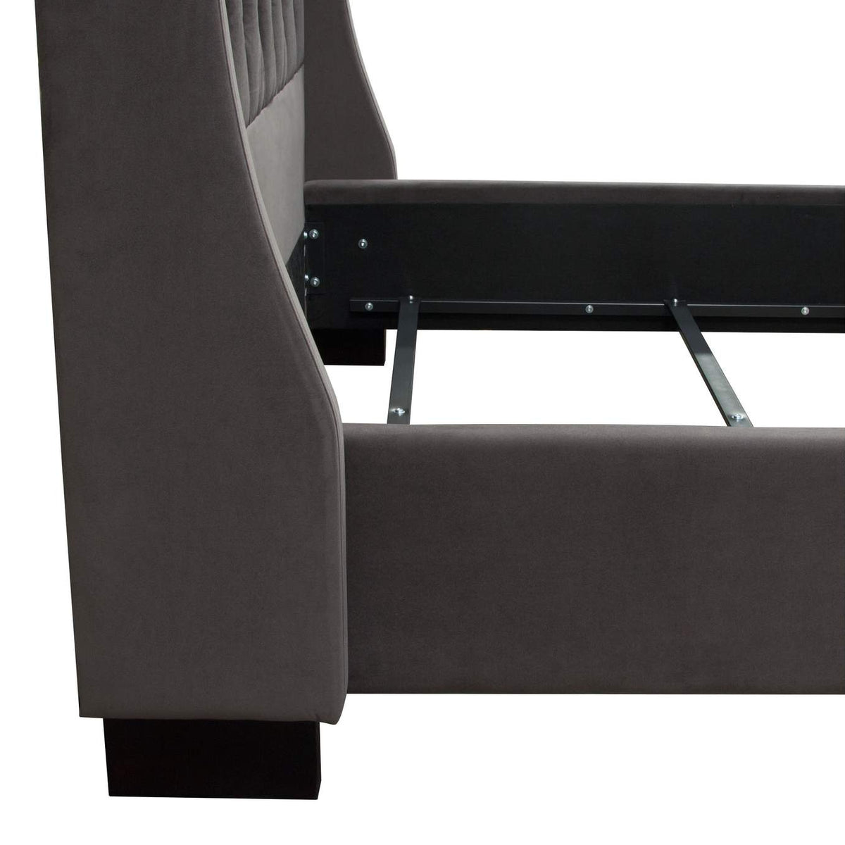 PARKAVESKEKBED Park Avenue Eastern King Tufted Bed With Vintage Wing In Smoke Grey Velvet