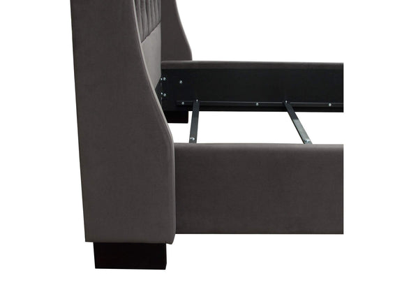 PARKAVESKEKBED Park Avenue Eastern King Tufted Bed With Vintage Wing In Smoke Grey Velvet