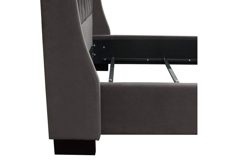PARKAVESKEKBED Park Avenue Eastern King Tufted Bed With Vintage Wing In Smoke Grey Velvet