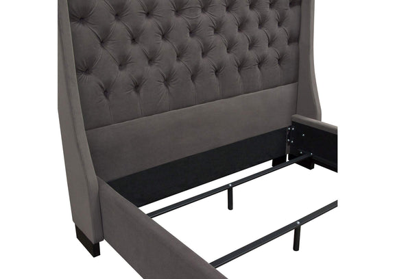 PARKAVESKEKBED Park Avenue Eastern King Tufted Bed With Vintage Wing In Smoke Grey Velvet