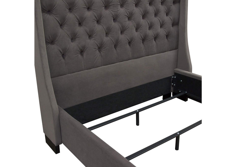 PARKAVESKEKBED Park Avenue Eastern King Tufted Bed With Vintage Wing In Smoke Grey Velvet