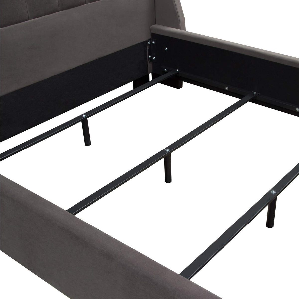 PARKAVESKQUBED Park Avenue Queen Tufted Bed With Vintage Wing In Smoke Grey Velvet