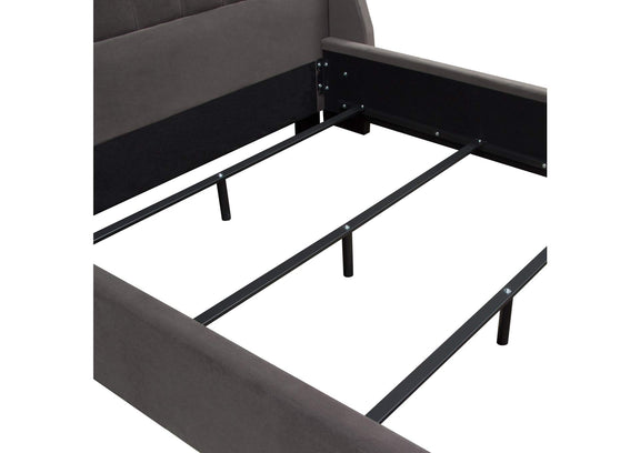 PARKAVESKQUBED Park Avenue Queen Tufted Bed With Vintage Wing In Smoke Grey Velvet