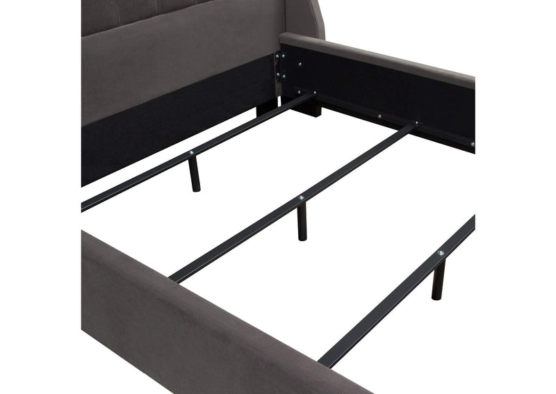 PARKAVESKQUBED Park Avenue Queen Tufted Bed With Vintage Wing In Smoke Grey Velvet