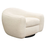 Pascal Swivel Chair in Bone Boucle Textured Fabric w/ Contoured Arms & Back