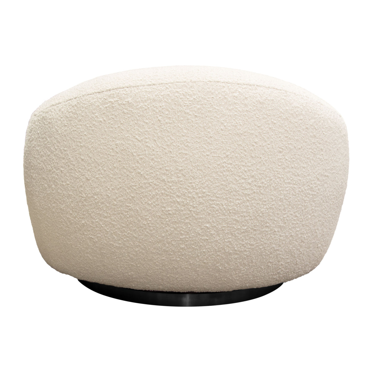 Pascal Swivel Chair in Bone Boucle Textured Fabric w/ Contoured Arms & Back