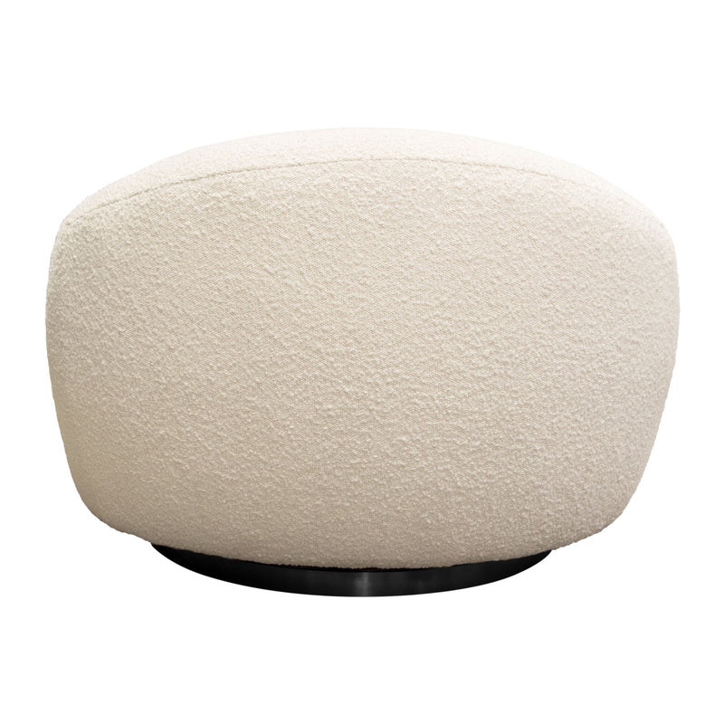 Pascal Swivel Chair in Bone Boucle Textured Fabric w/ Contoured Arms & Back