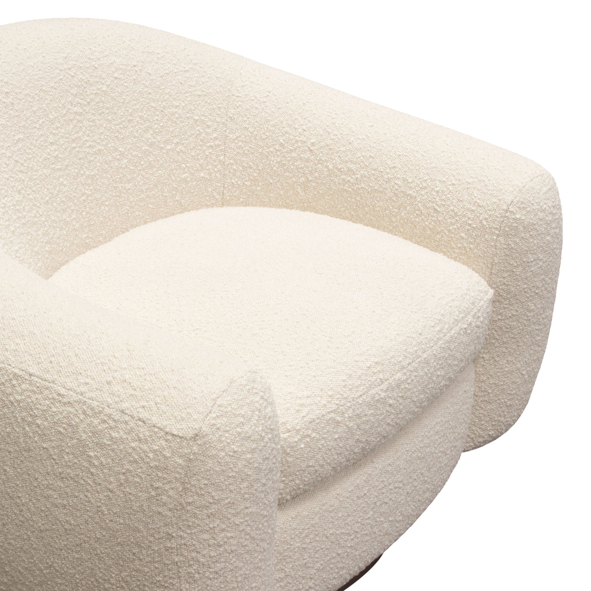 Pascal Swivel Chair in Bone Boucle Textured Fabric w/ Contoured Arms & Back
