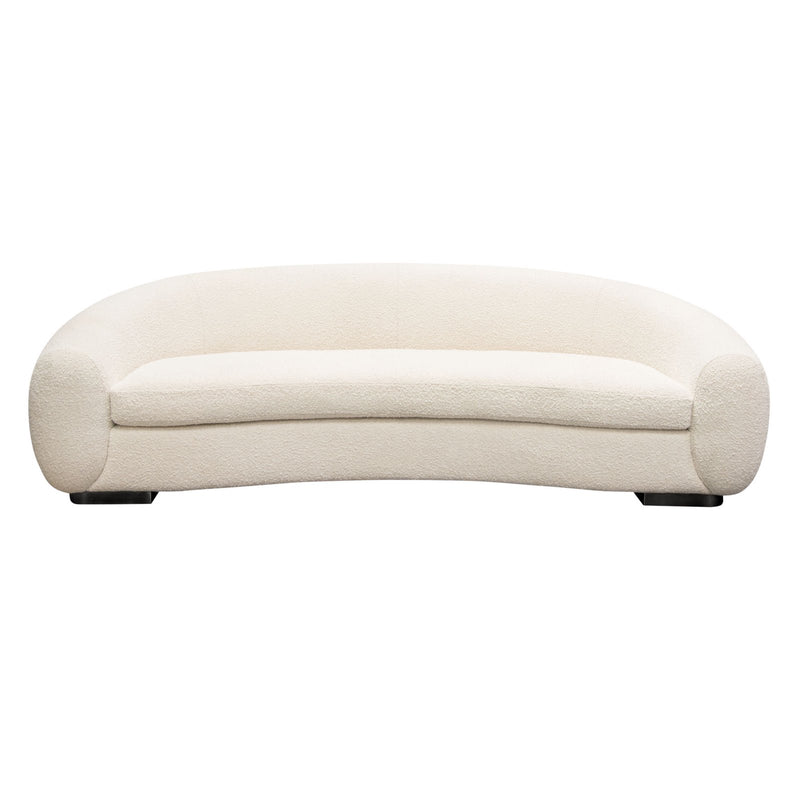 Pascal Sofa In Bone Boucle Textured Fabric W/ Contoured Arms & Back