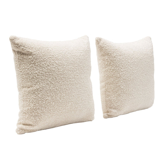 Set of (2) 16" Square Accent Pillows in Bone Boucle Textured Fabric