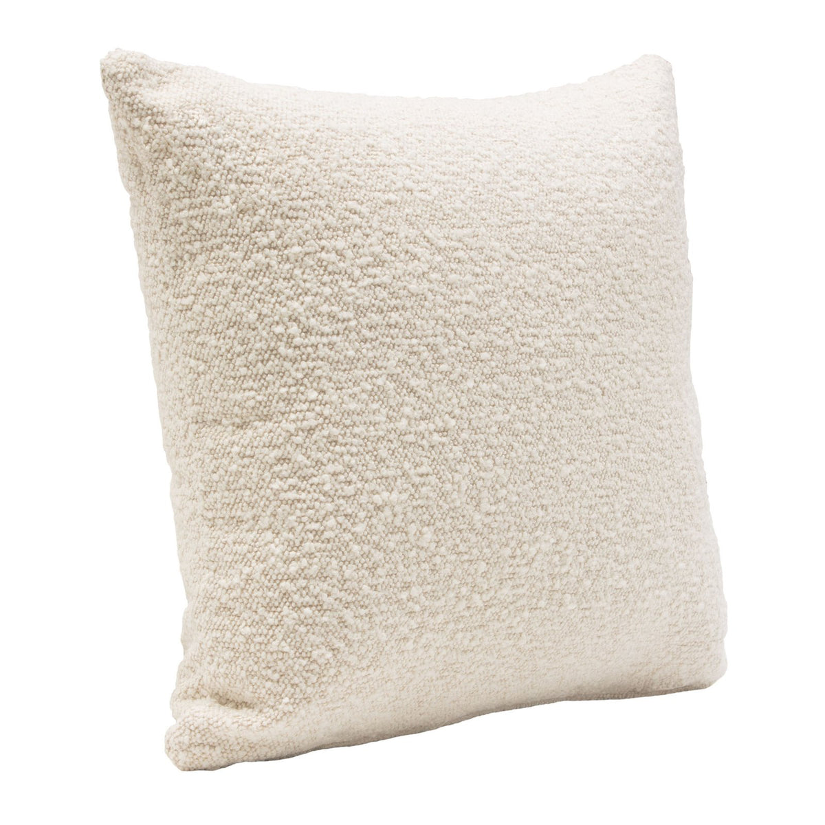 Set of (2) 16" Square Accent Pillows in Bone Boucle Textured Fabric
