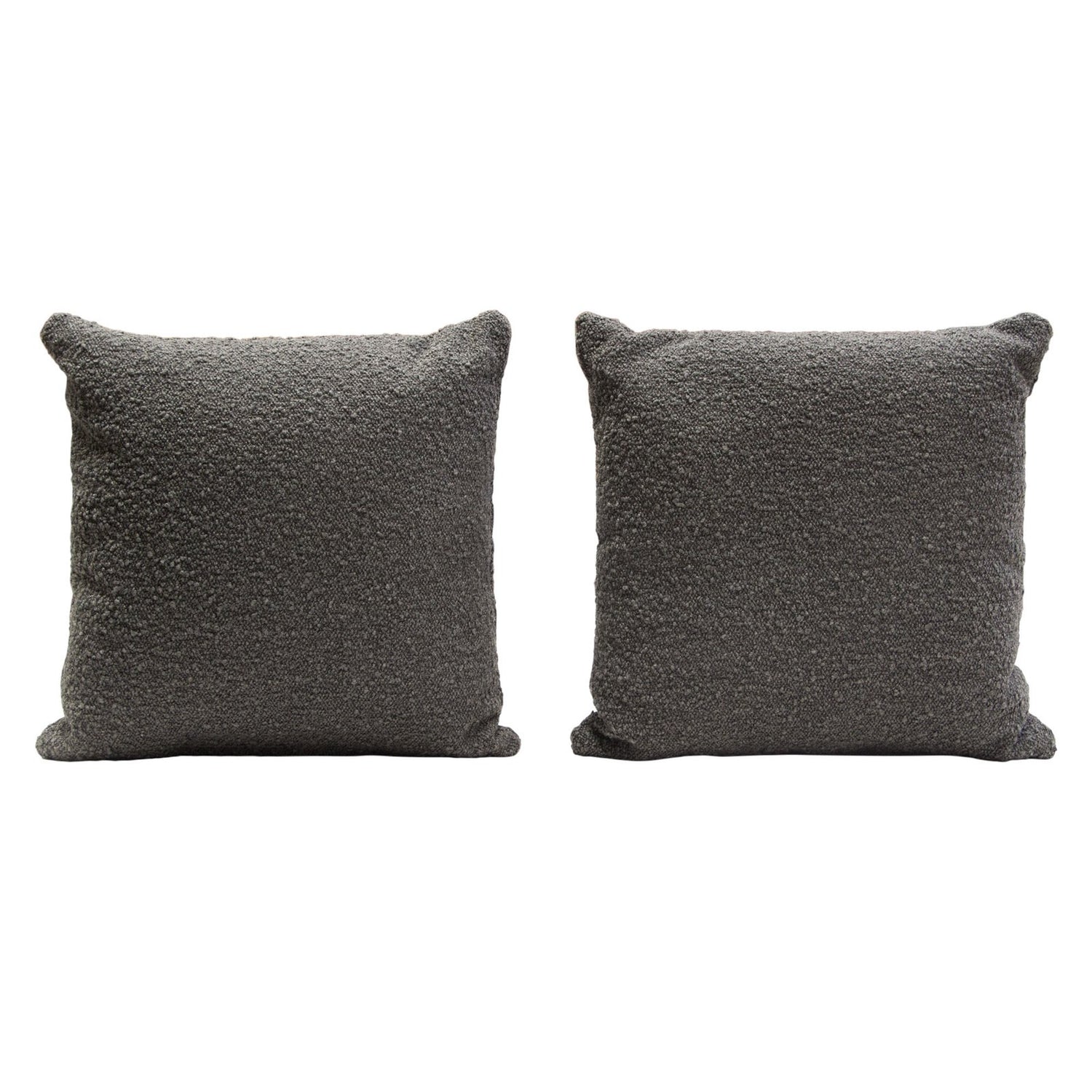 Set of (2) 16" Square Accent Pillows in Charcoal Boucle Textured Fabric