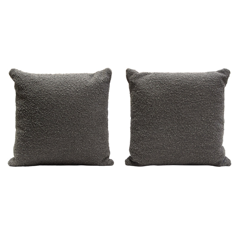 Set of (2) 16" Square Accent Pillows in Charcoal Boucle Textured Fabric