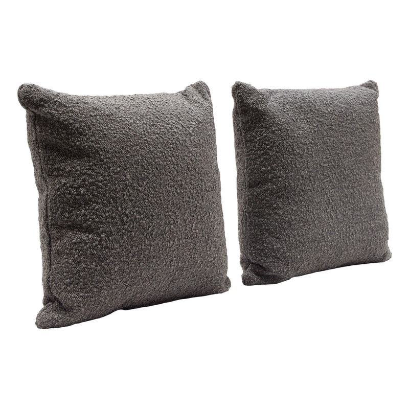 Set of (2) 16" Square Accent Pillows in Charcoal Boucle Textured Fabric