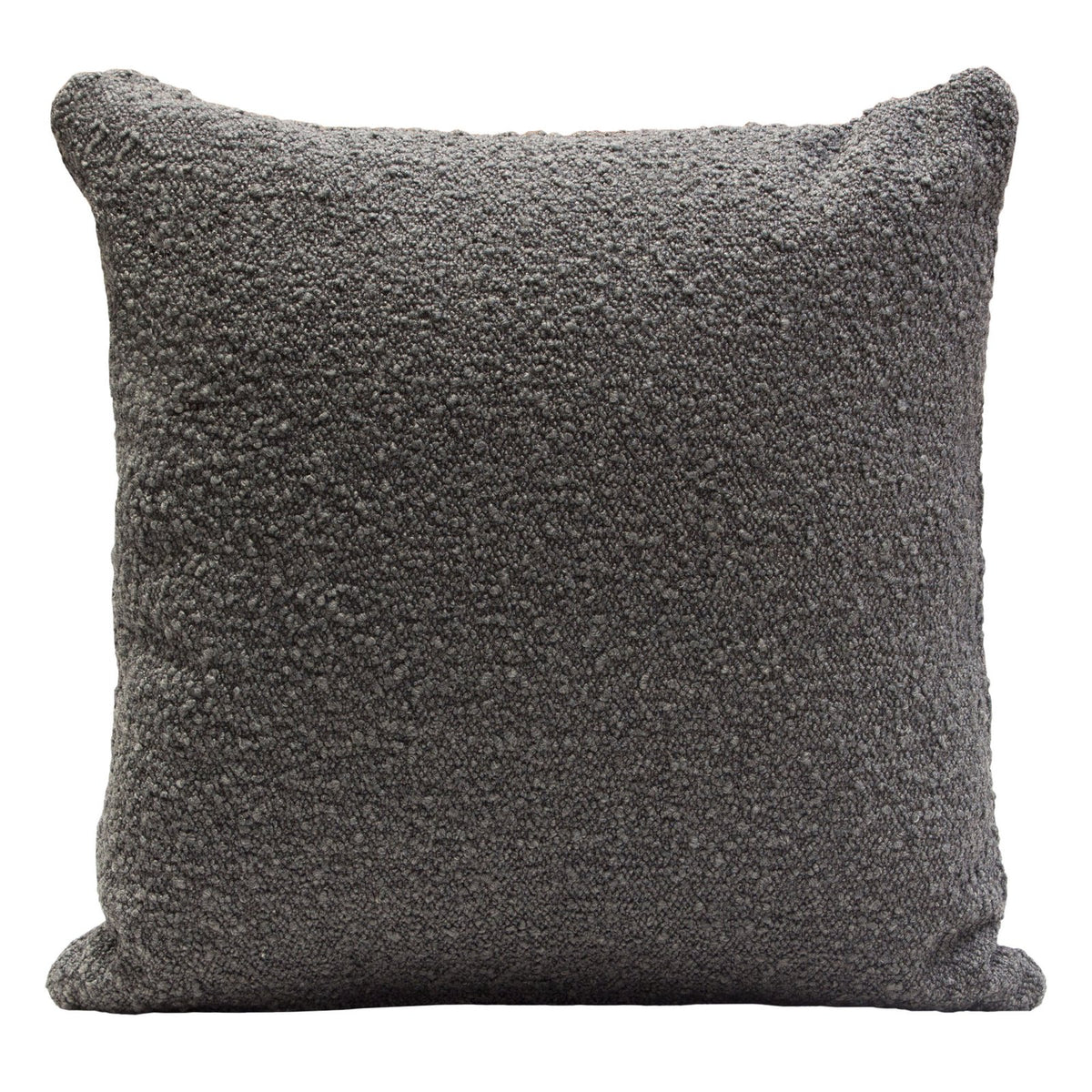 Set of (2) 16" Square Accent Pillows in Charcoal Boucle Textured Fabric