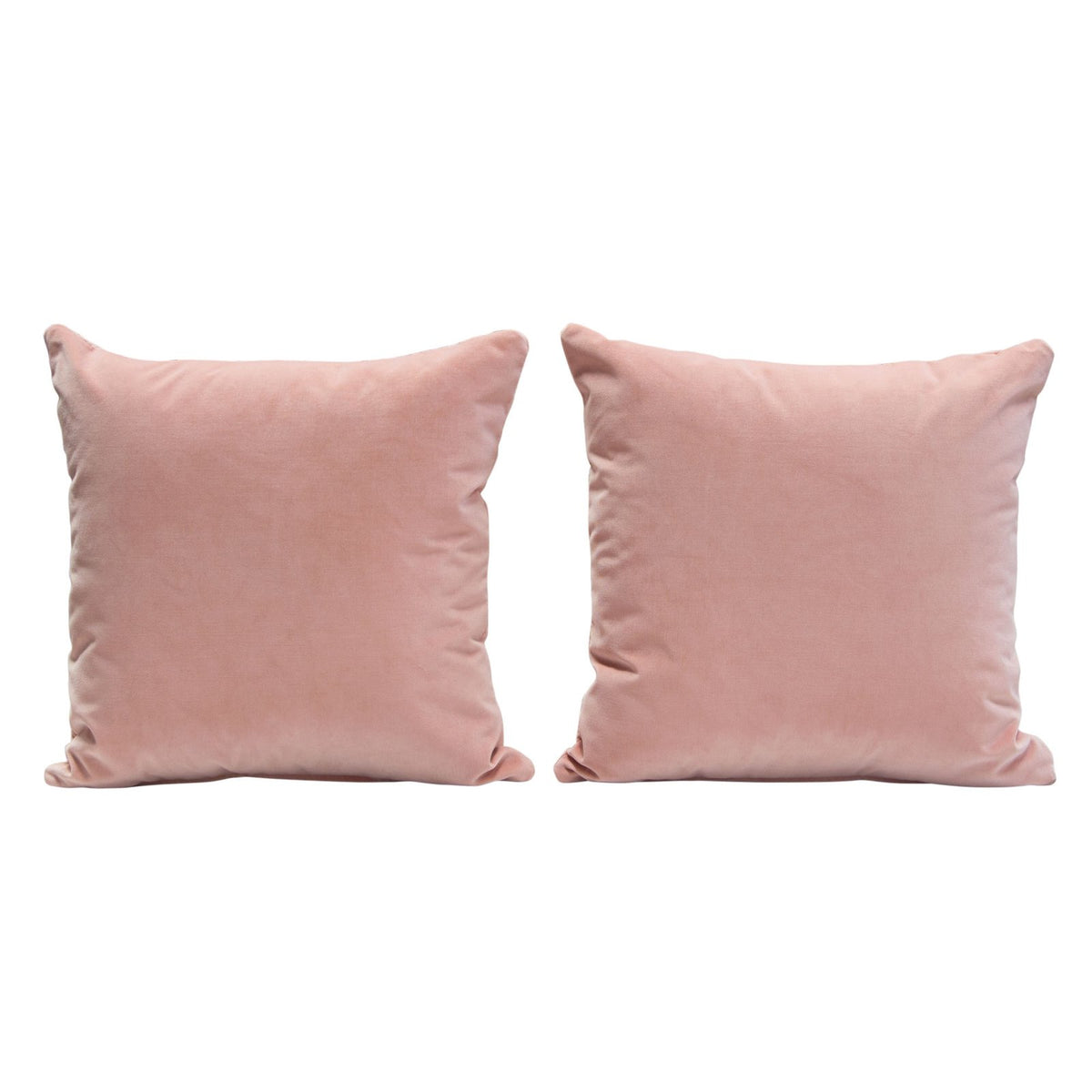 Set of (2) 16" Square Accent Pillows in Blush Pink Velvet