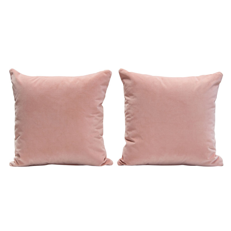 Set of (2) 16" Square Accent Pillows in Blush Pink Velvet