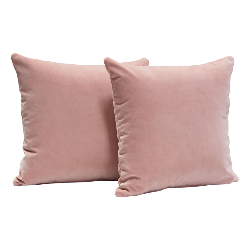 Set of (2) 16" Square Accent Pillows in Blush Pink Velvet
