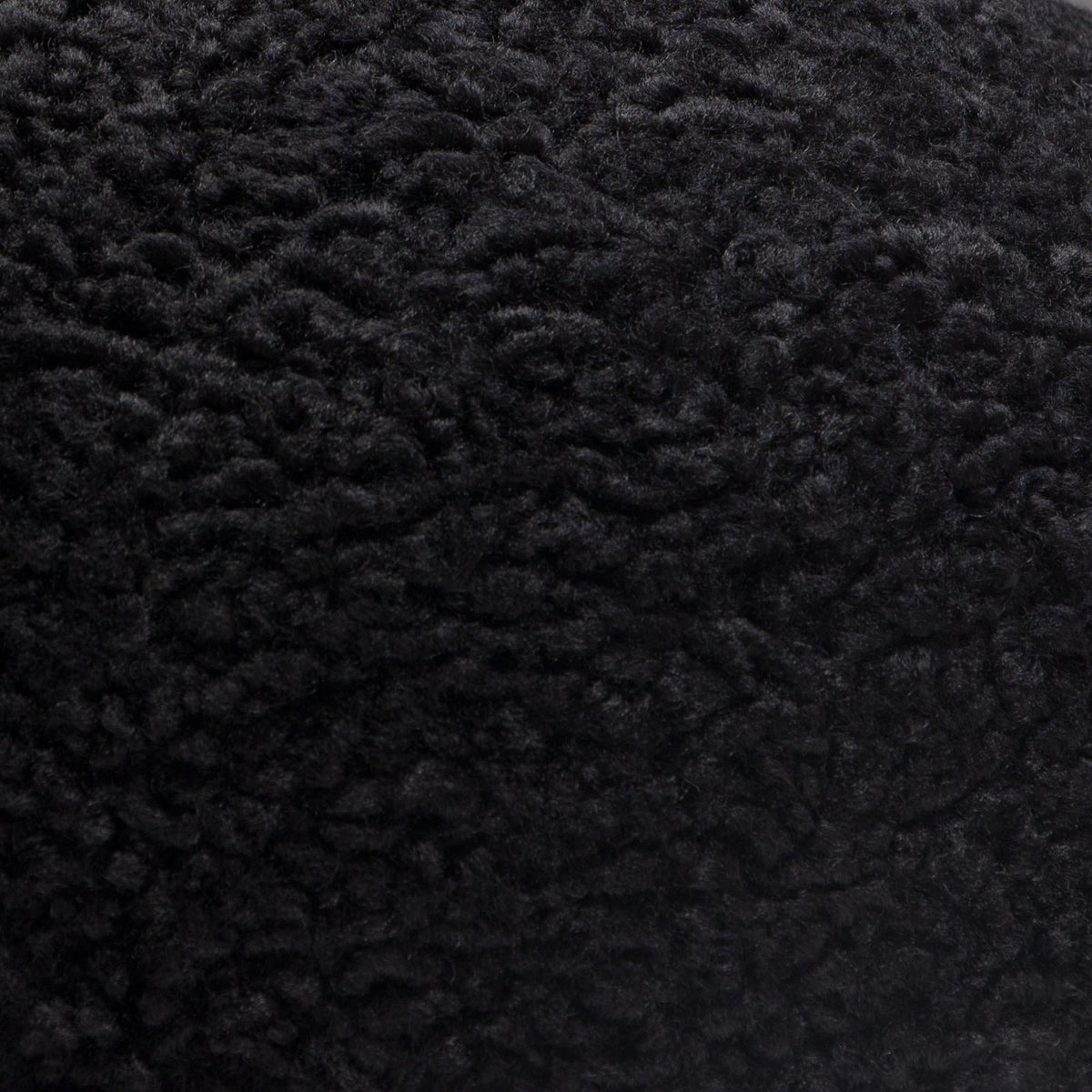 Set of (2) 10" Round Accent Pillows in Black Faux Sheepskin