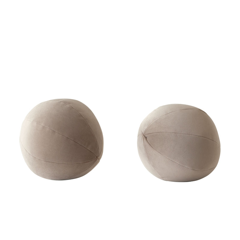 Set of (2) 10" Round Accent Pillows in Mink Tan Velvet