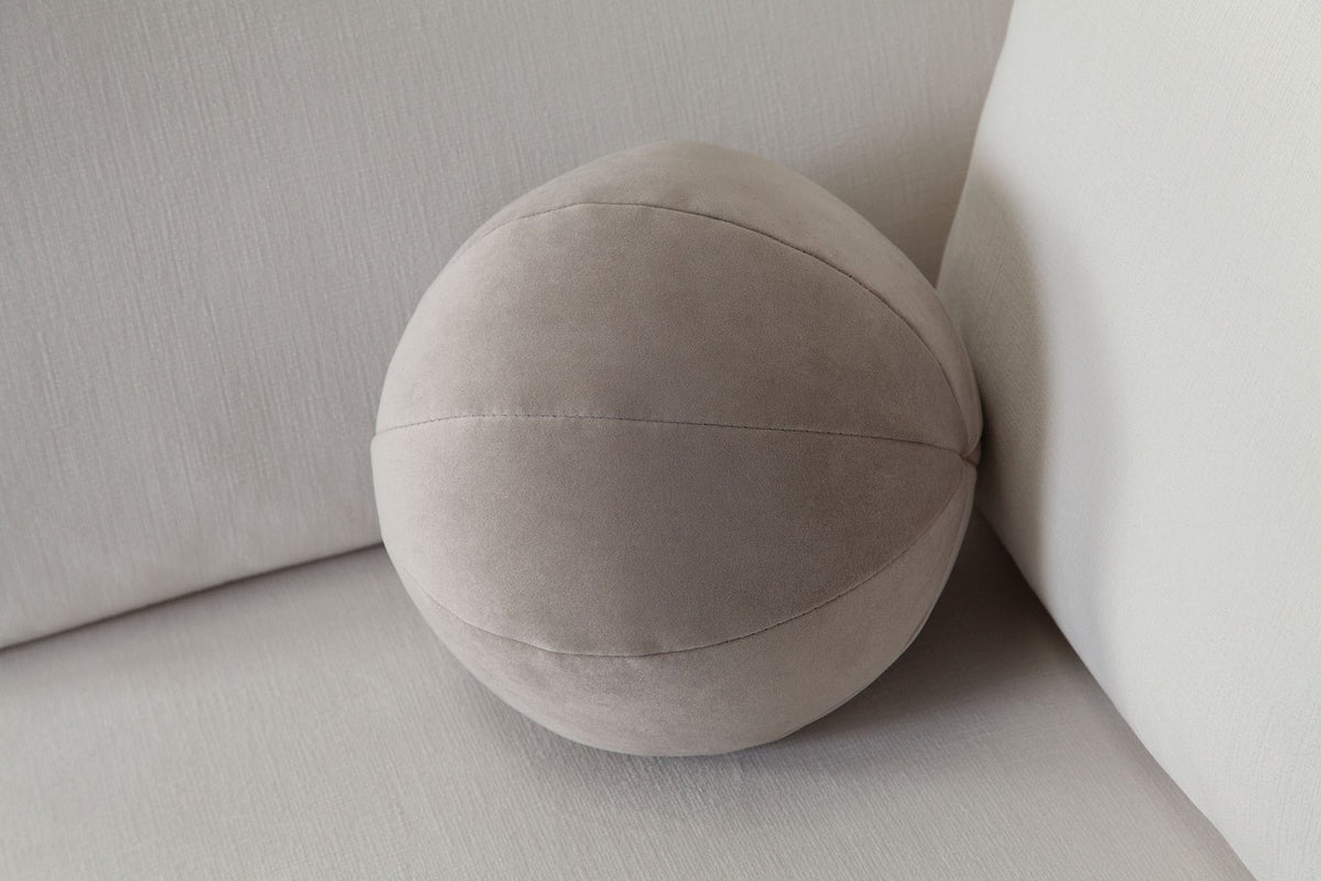Set of (2) 10" Round Accent Pillows in Mink Tan Velvet