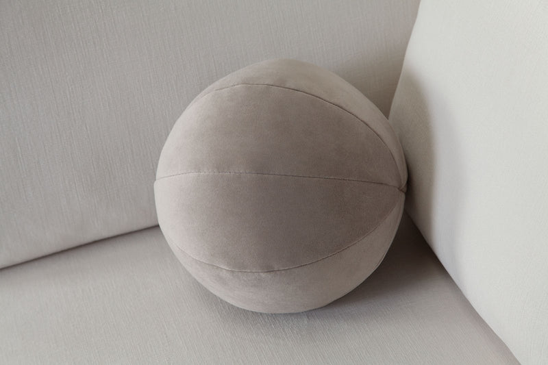 Set of (2) 10" Round Accent Pillows in Mink Tan Velvet