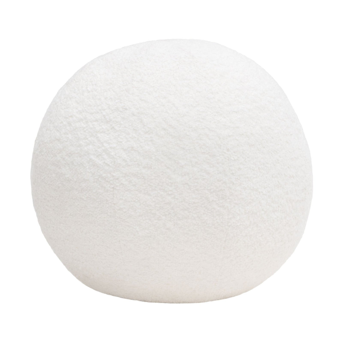 Single 14" Round Accent Pillow Ball In White Faux Shearling
