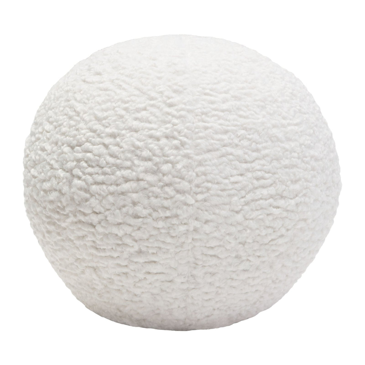 Set of (2) 10" Round Accent Pillows in White Faux Sheepskin