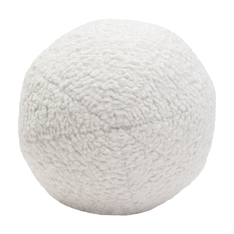 Set of (2) 10" Round Accent Pillows in White Faux Sheepskin
