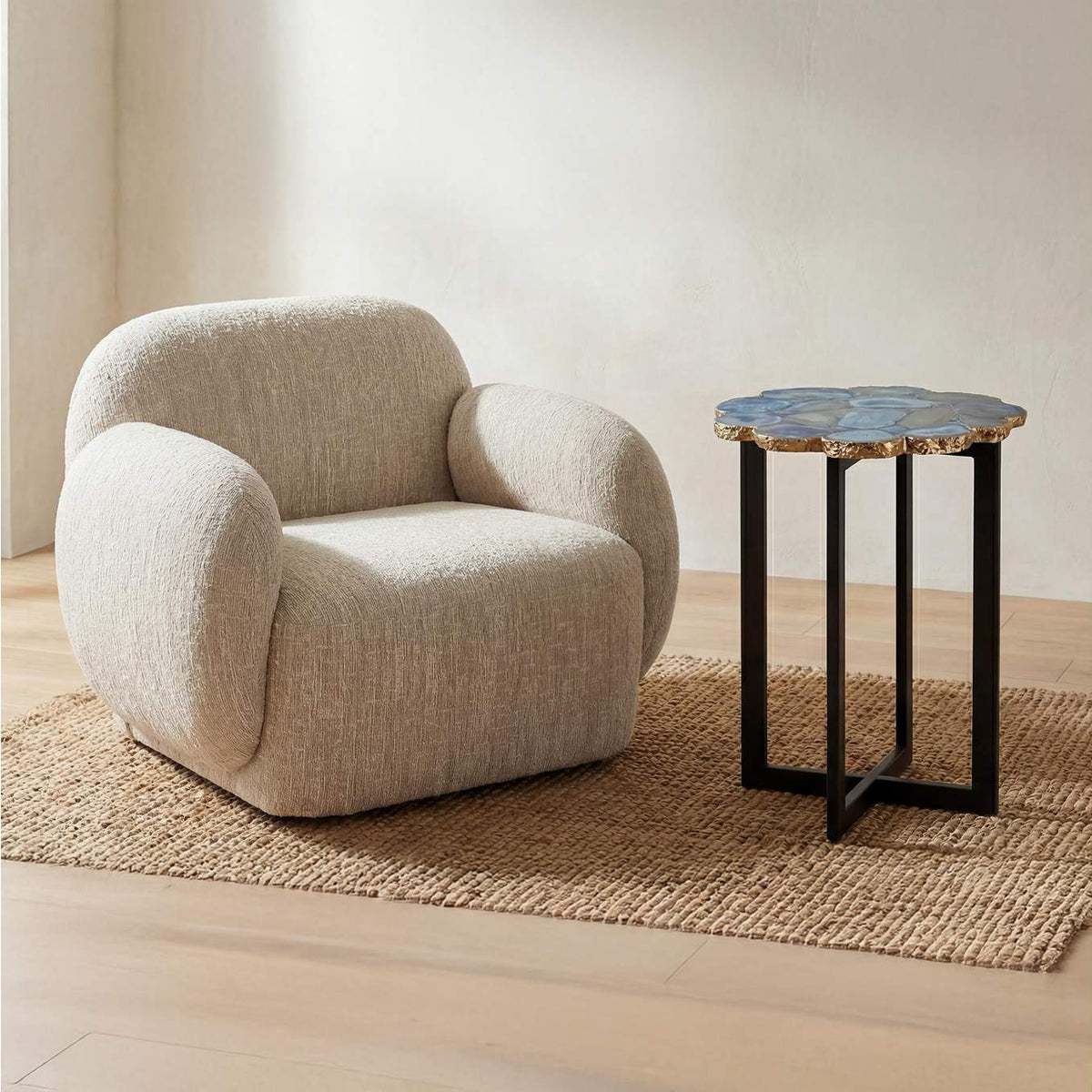 PJ-1011-26 Azul Agate Accent Table Blue