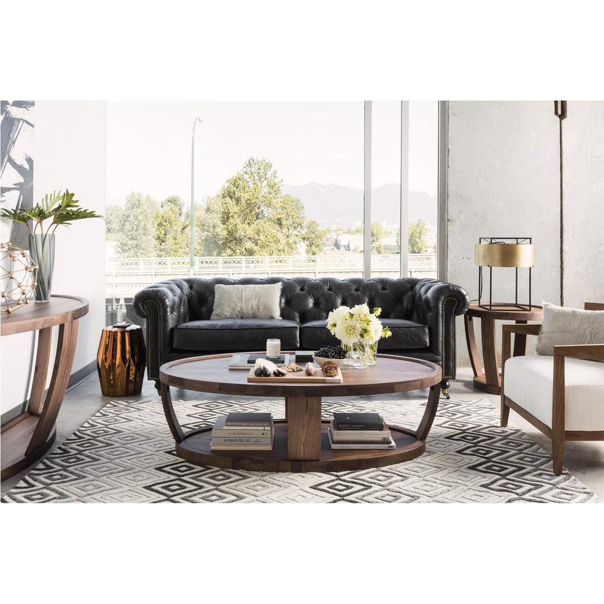 PK-1007-02 Birmingham Sofa Black Leather