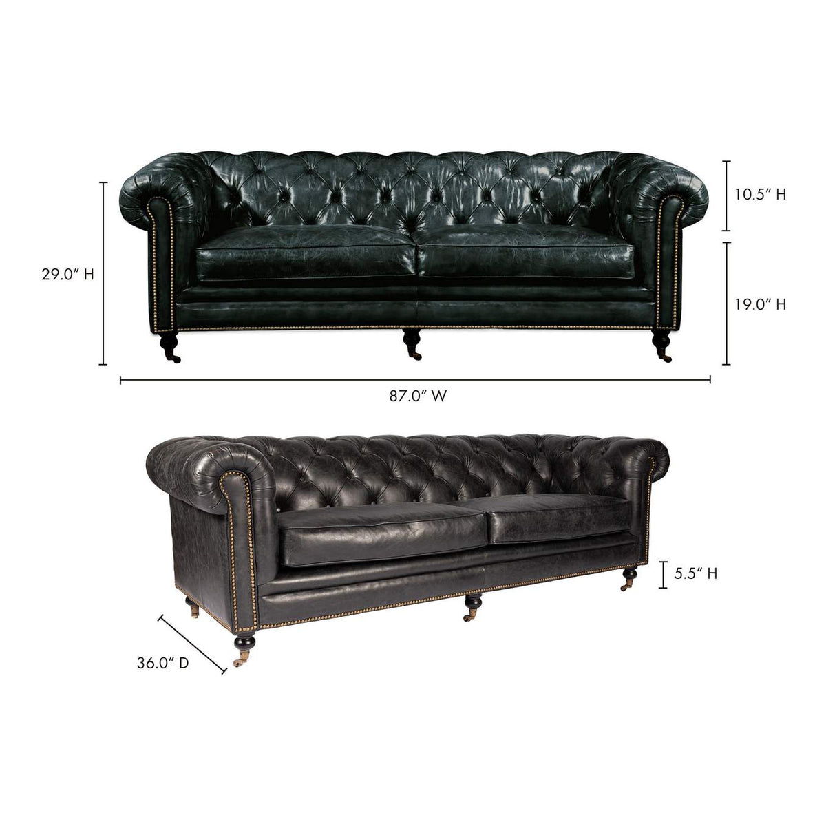 PK-1007-02 Birmingham Sofa Black Leather